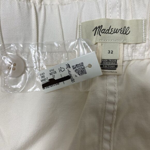 Madewell Pull-On Paperbag Shorts Cream Ivory Elastic Waist Sz 32 Large Bermuda - Picture 6 of 8